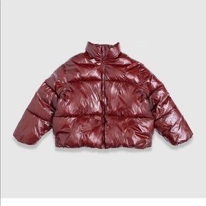 Short Wet Look Puffer Jacket